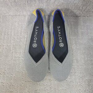 Rothy's The Flat Womens US 8 Shale Ribbon Yellow Stripe Round Toe Ballet Shoes